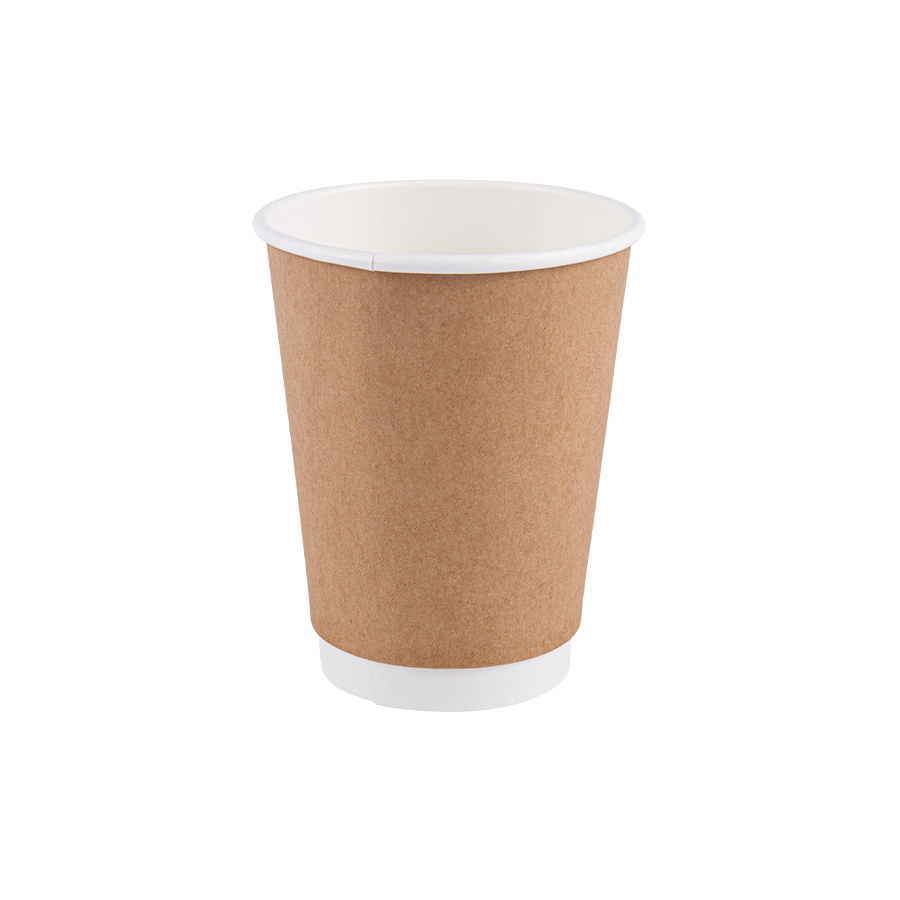 8オンスの二重壁クラフト紙カップ、家庭で堆肥化できるプラスチックフリーコーティングと断熱材付き