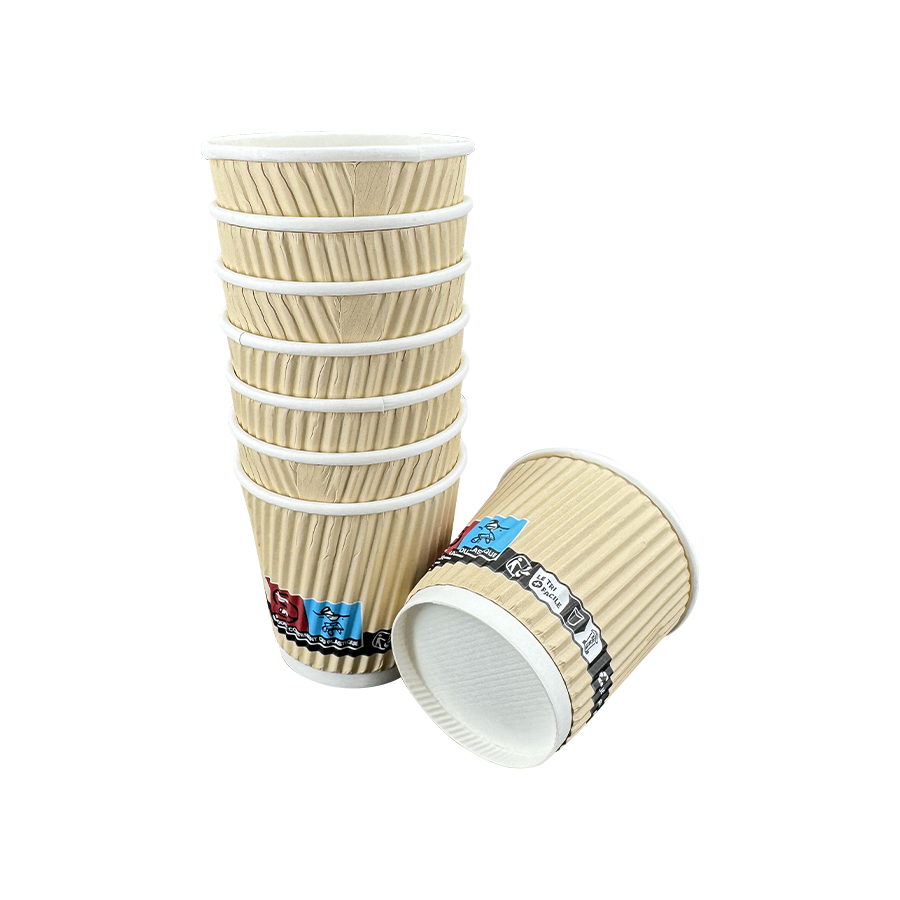 4オンスのリップルウォール使い捨て断熱コーヒー紙コップ